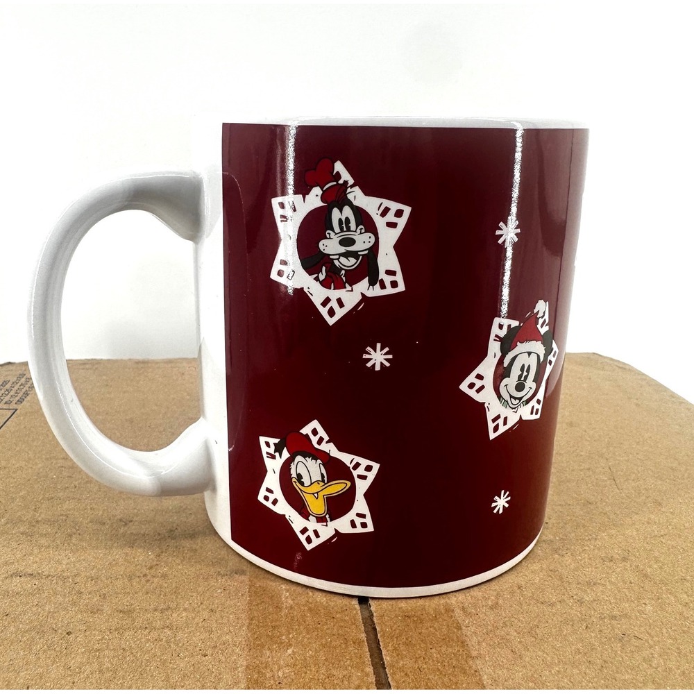Disney Christmas Coffee Mug Zrike Brands Mickey Minnie Donald Goofy Red Ceramic